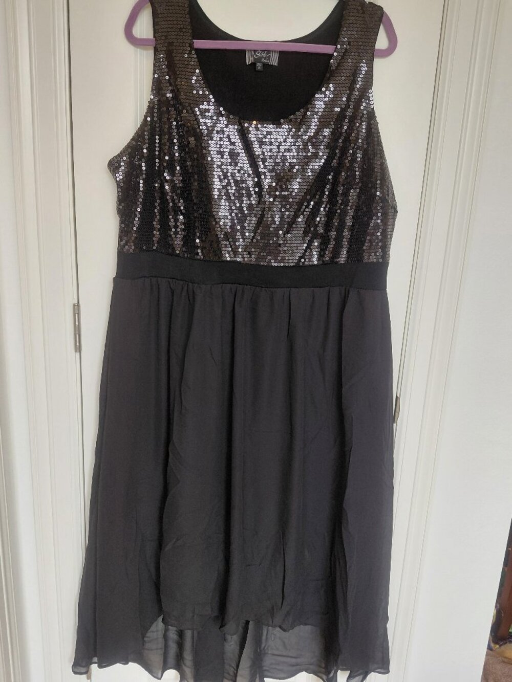 Black Sequin High-Low Dress